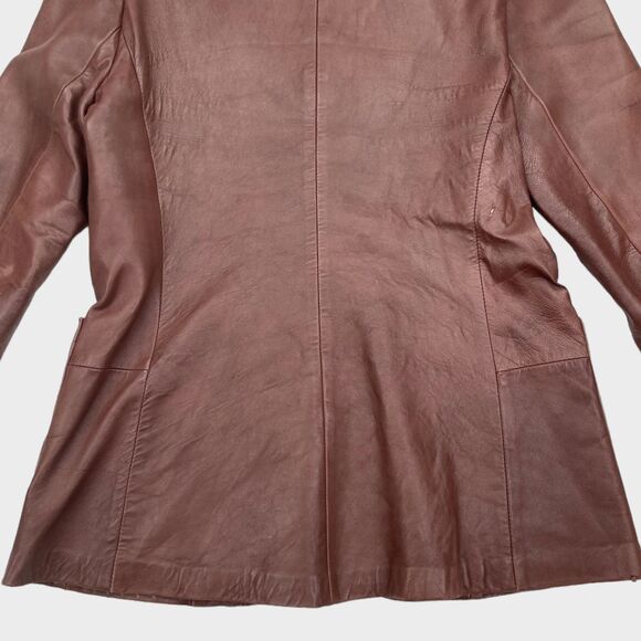 Amen Wardy Vintage Single Breasted Leather Jacket Brown Women's Small/Medium - Picture 11 of 13